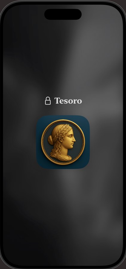 The Tesoro lock screen with Face ID.